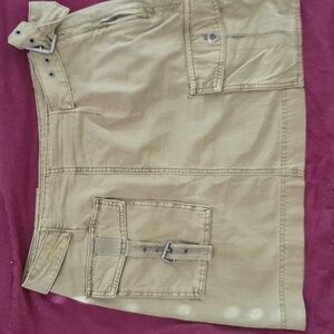 Free People Olive Cargo Textured Skirt